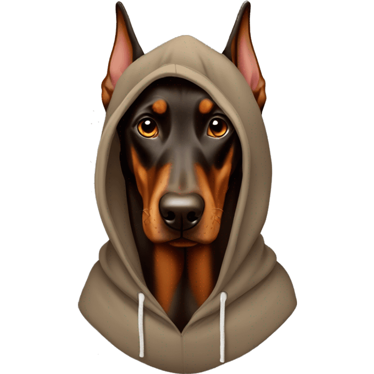 Brown dobermann with hoodie emoji