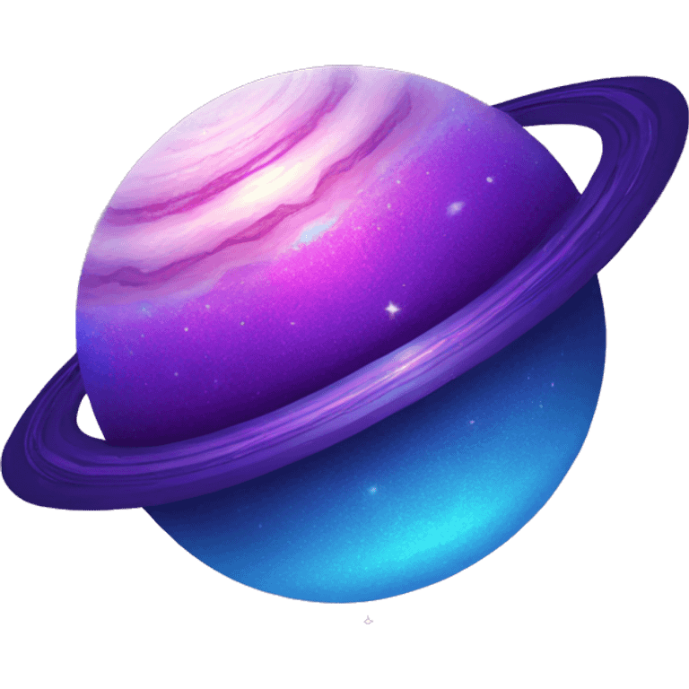 blue purple and pink glitter planet with sparkling saturn ring emoji