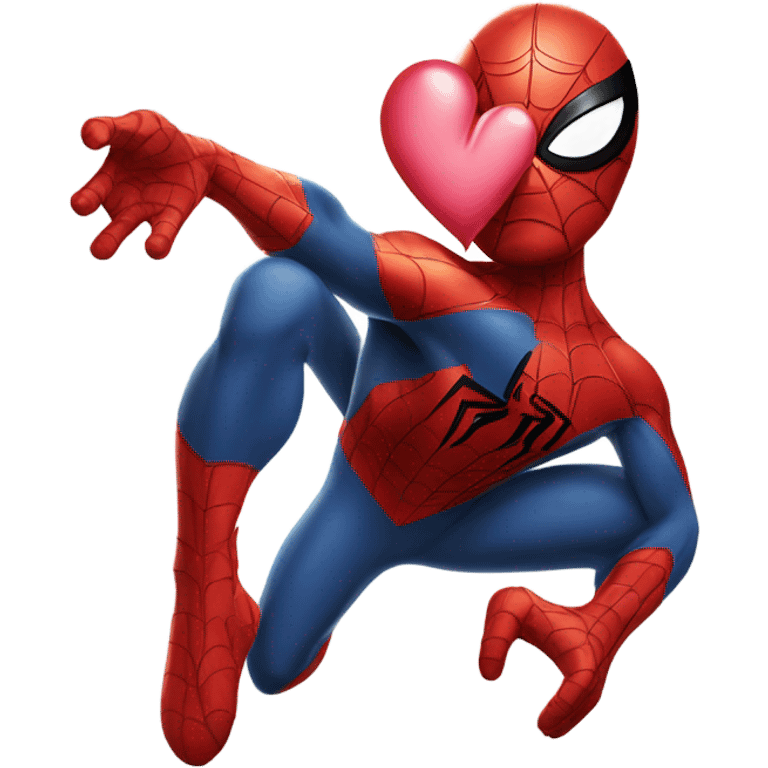 Spider-Man carrying a heart emoji