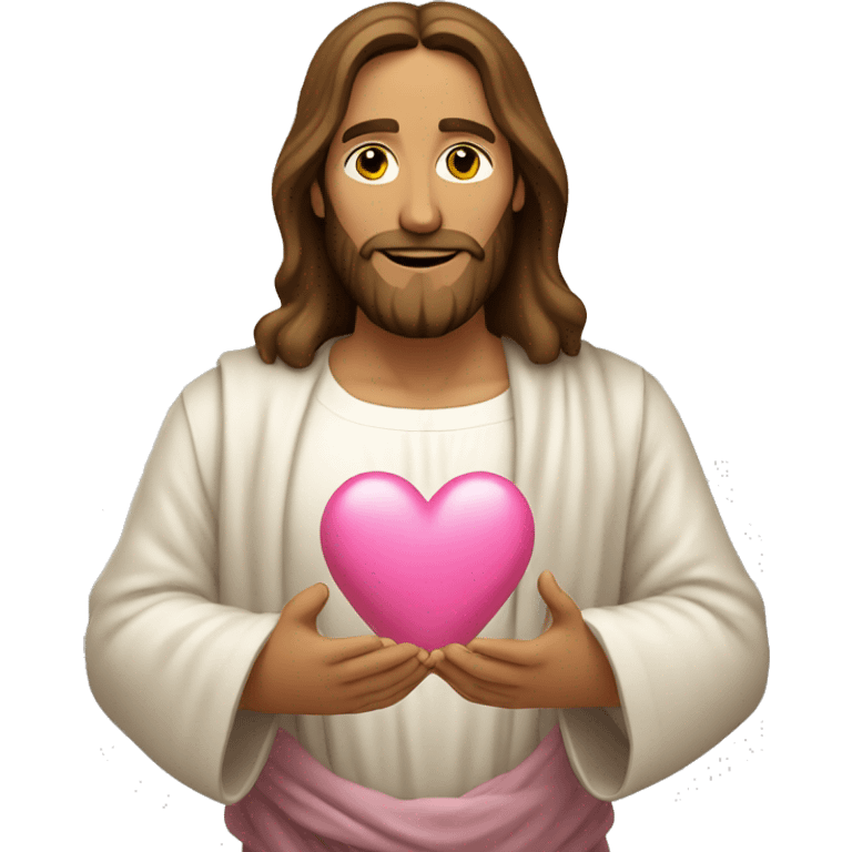 Jesus making pink heart with hands emoji