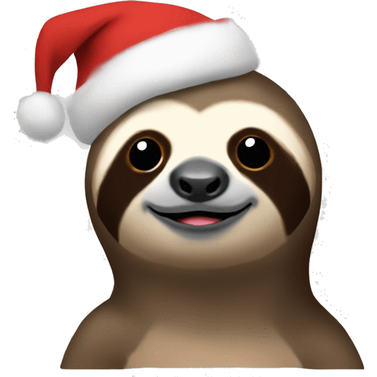 Sloth with a Christmas hat emoji