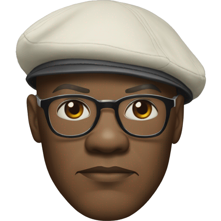 bald samuel l jackson serious wearing shirt and backwards Kangol emoji