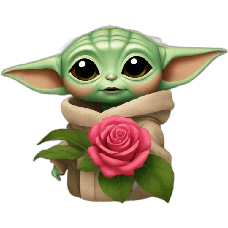 baby yoda with rose emoji