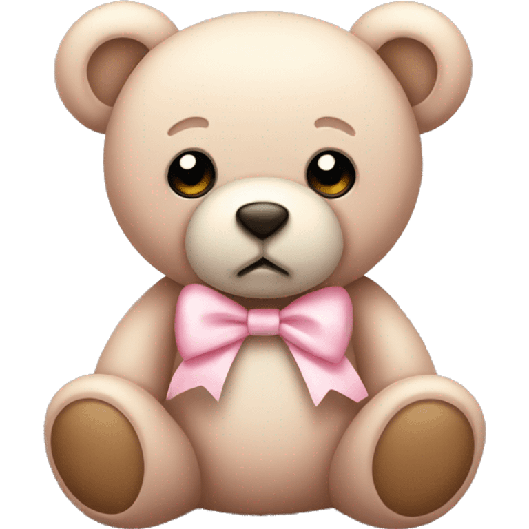 teddy bear with light pink bow sad emoji