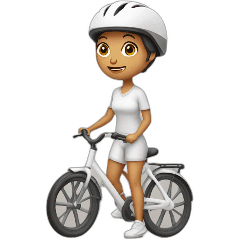 mujer con el pelo color blanco cayéndose de una bicicleta emoji