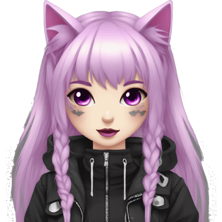 Edgy Kawaii Cute Cool Cartoon Anime Punk Techwear Gothic Catgirl emoji