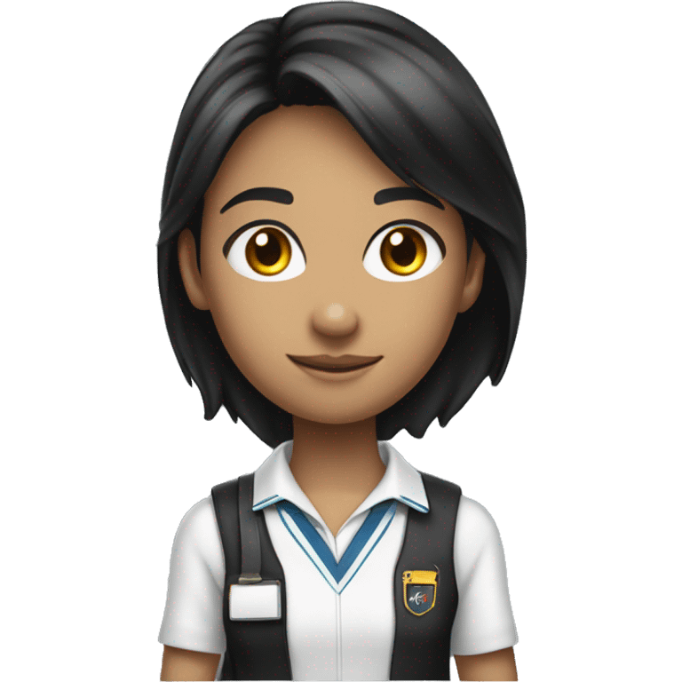 student black hair wear uniform no carry bag emoji