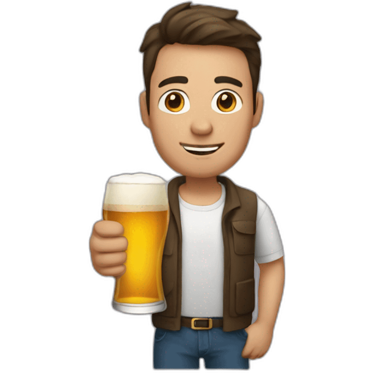 man holding closed bottlet beer emoji