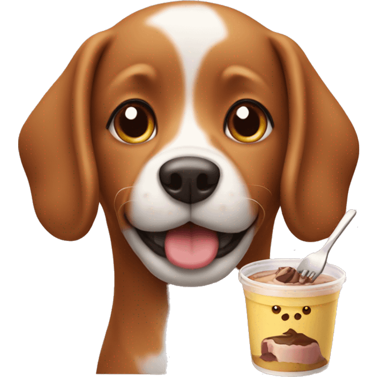 Dog wearing pudding emoji