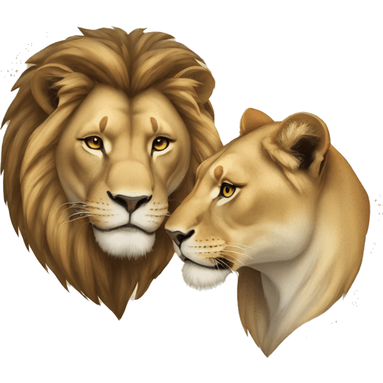 lion and lioness rubbing heads emoji