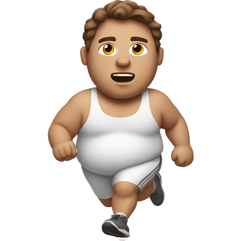 A fat white guy with brown hair running in athletic clothes emoji