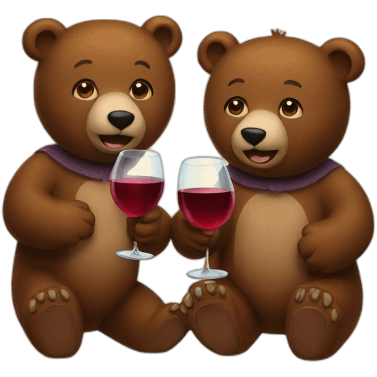 two bears drinking wine emoji