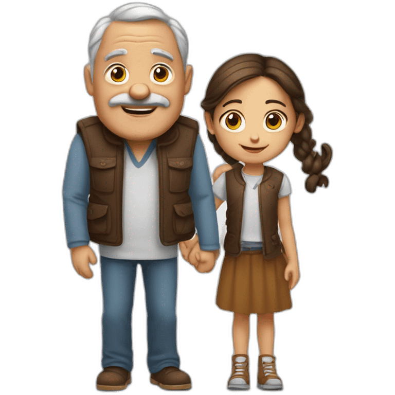 Papa brun avec sa fille brune  emoji