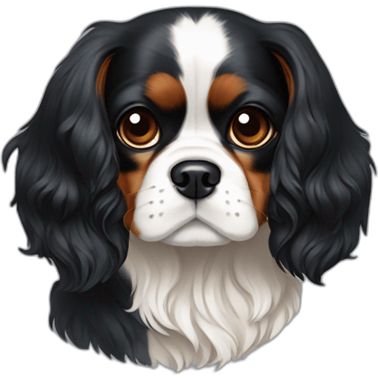 Tricolour King Charles spaniel with black ears emoji