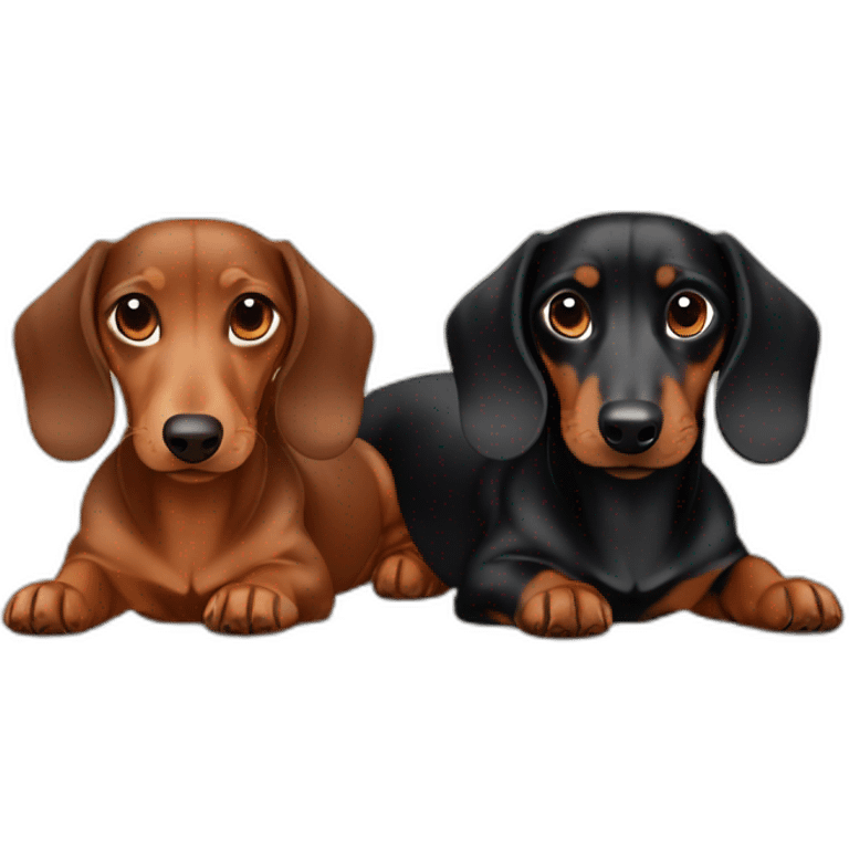 Brown dachshund adult and black and brown dachshund young emoji