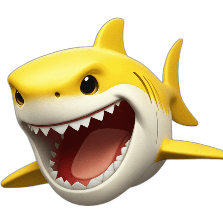 yellow shark laughing with closed mouth emoji