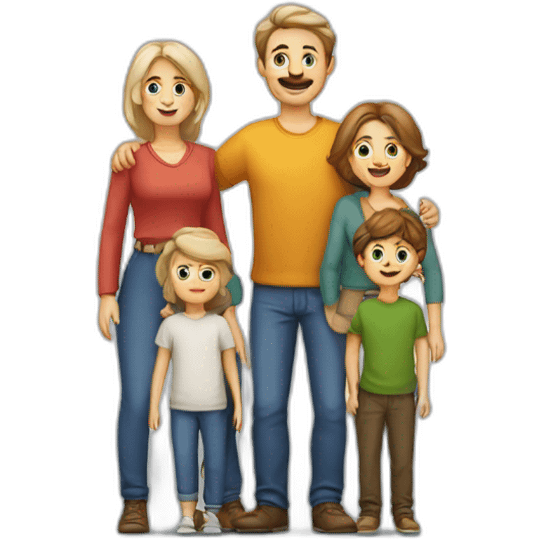 European family with 5 persons father mother and 3 sons emoji