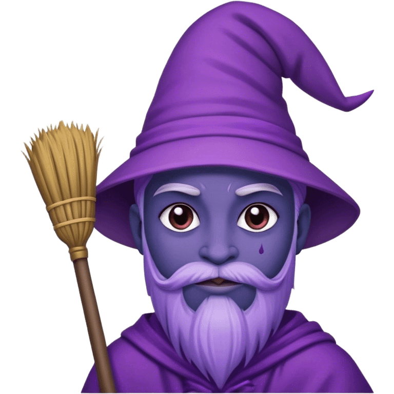 broom guru, purple emoji