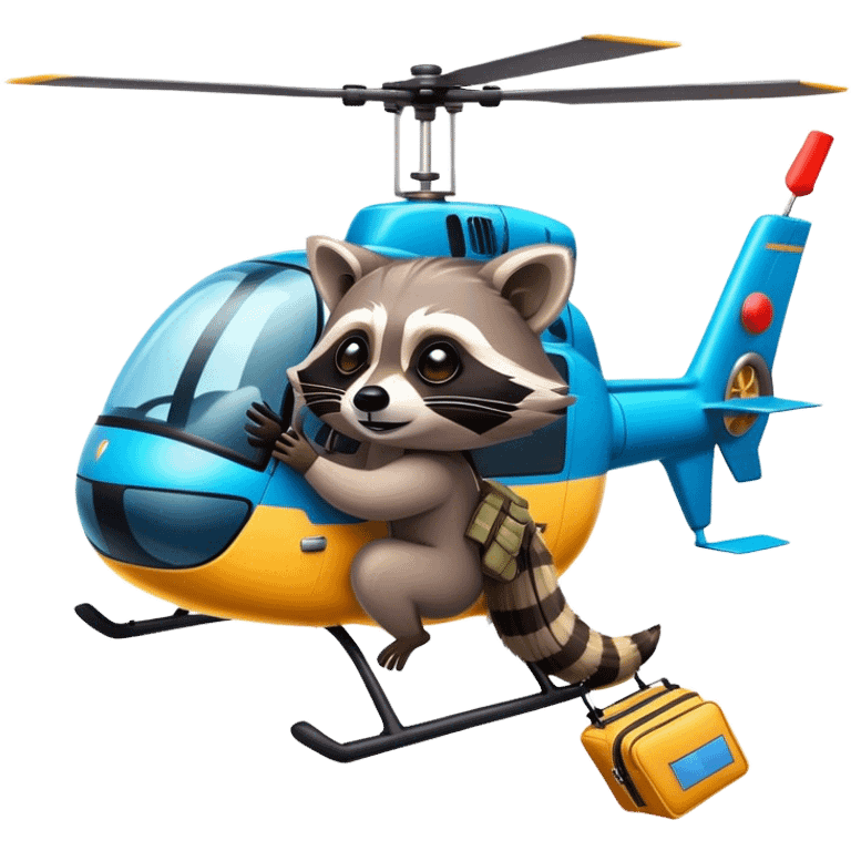 Racoon flying helicopter emoji