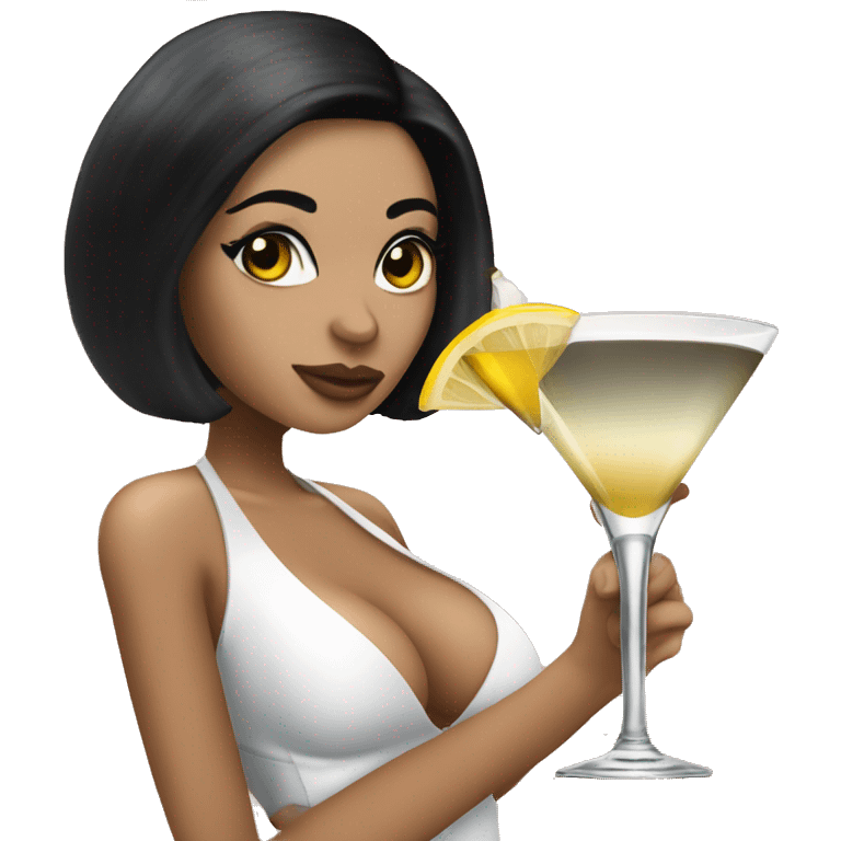 Pornstar martini but the person drinking has black hair and white skin  emoji