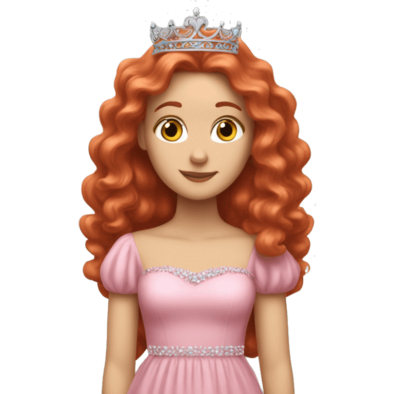 a white girl with long curly red hair with a pink dress and a tiara emoji