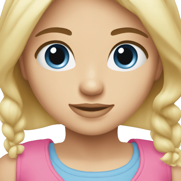 Girl, blonde, blue eyes, pink top emoji