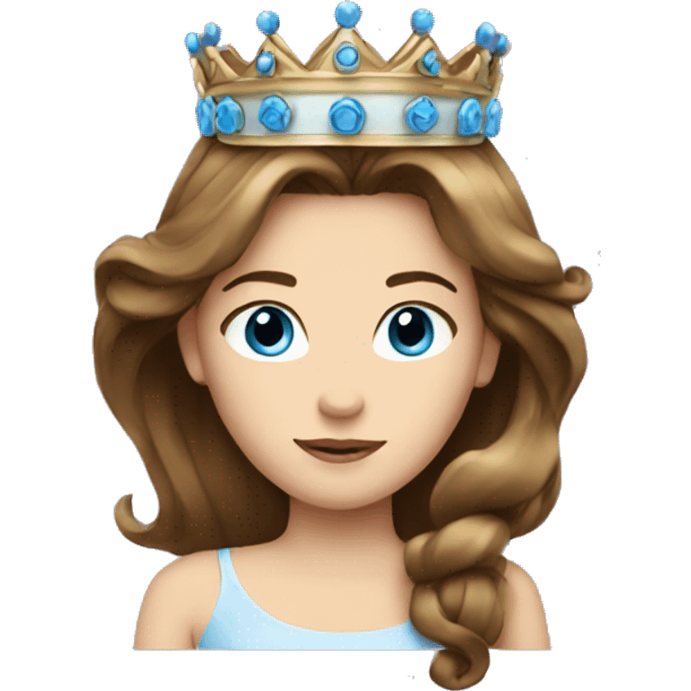 prinses with crown brown hair blue eyes emoji