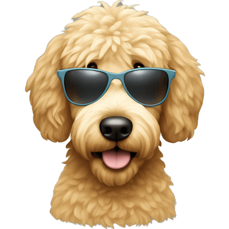 Golden doodle wearing sunglasses emoji