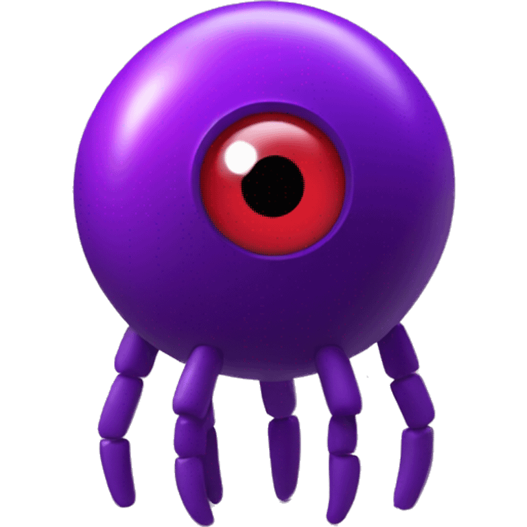 logo 3d character, dark purple little body: "thin bean ciclopede", with one big red, data-cubes EYE emoji