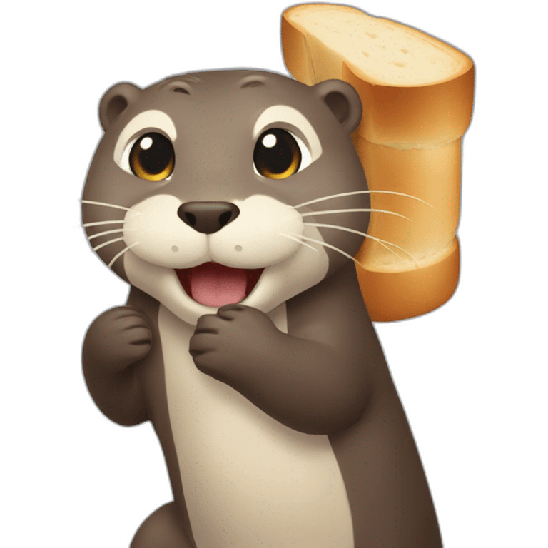 Otter from emoji playing with bread emoji