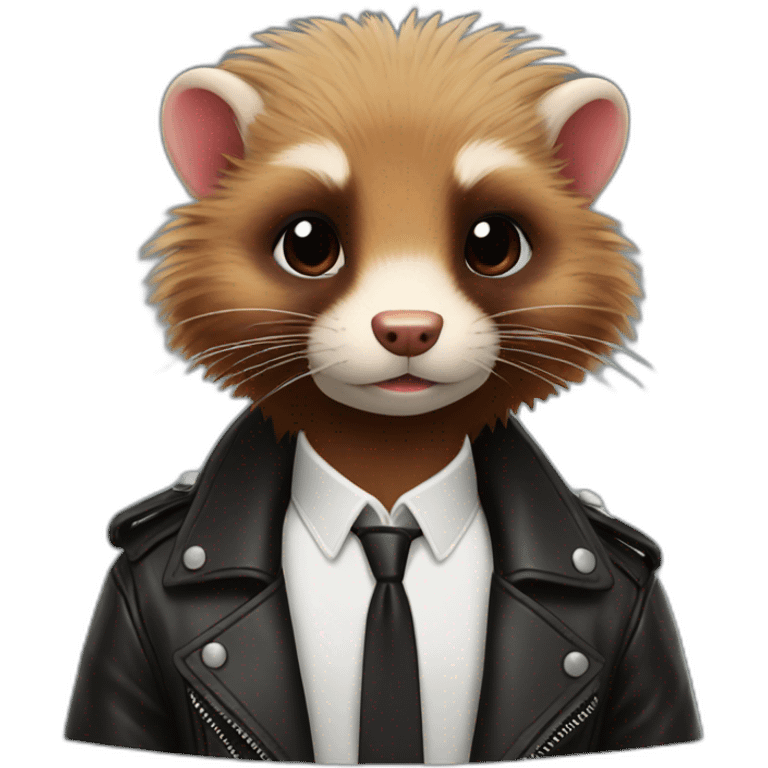 Red ferret with long fringe hairdo wearing leather jacket  emoji