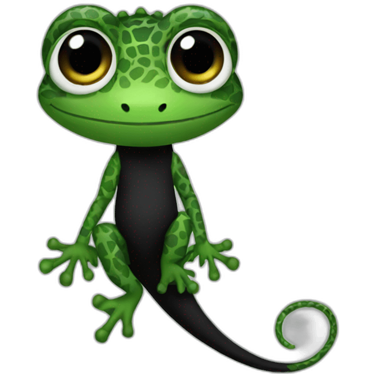 Gecko wearing a black dress with a pattern  emoji