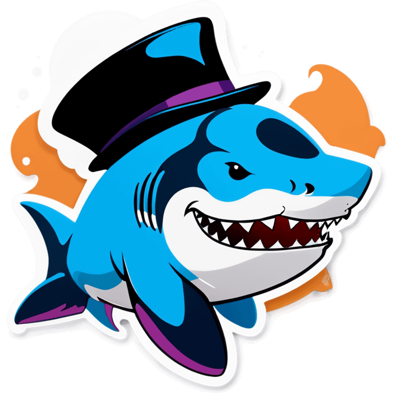 Shark with a top hat emoji