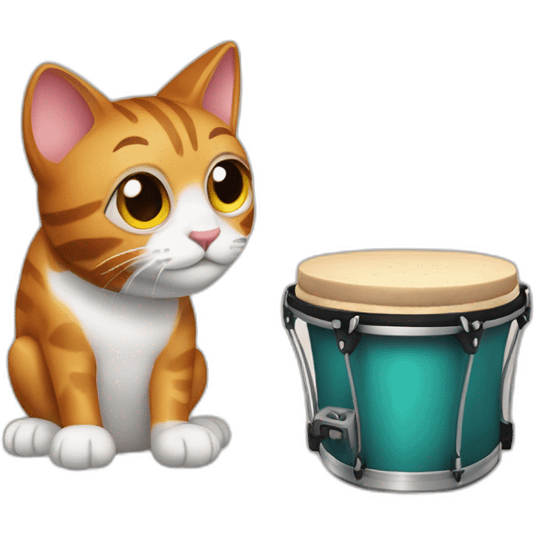 Cat with bongo emoji