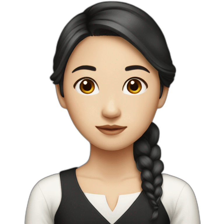 asian girl 2024, in the dress, color hair black  emoji