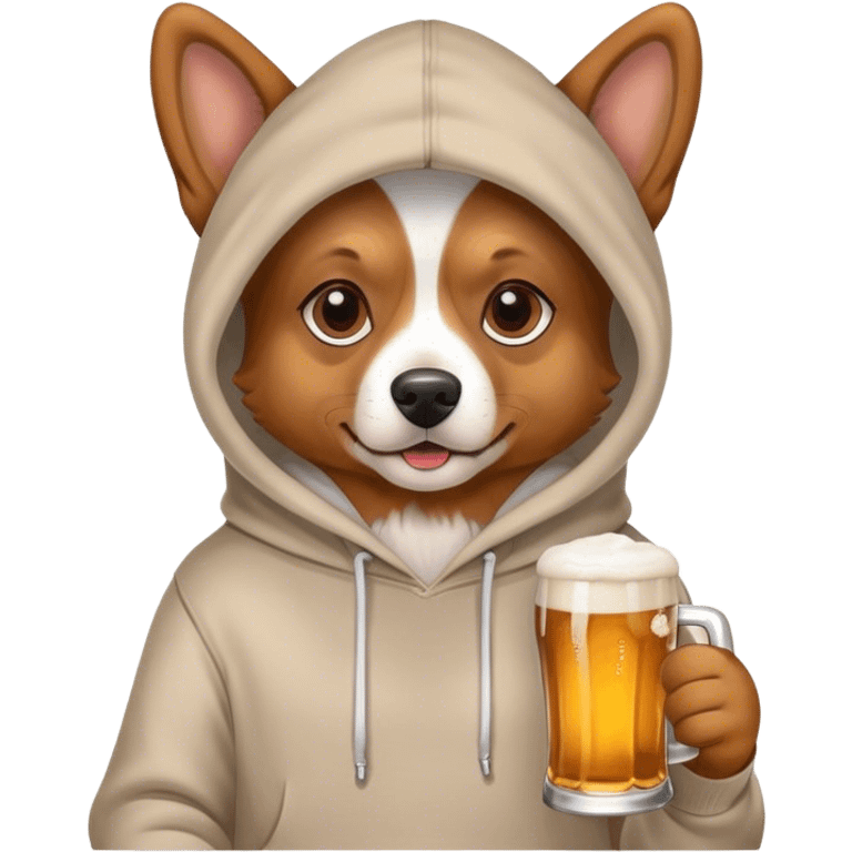 Dog wearing a hoodie with a beer in his hand  emoji