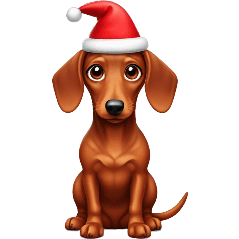 Red Dachshund in Santa hat emoji