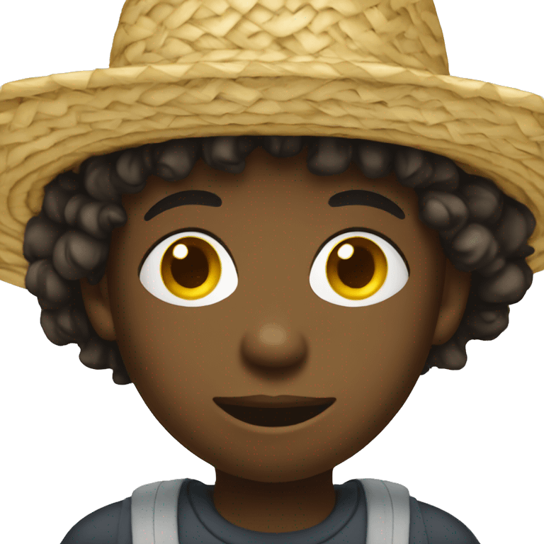 Black kid in straw hat emoji