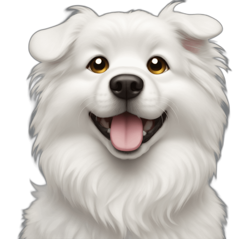 wink eye white dog fluffy emoji