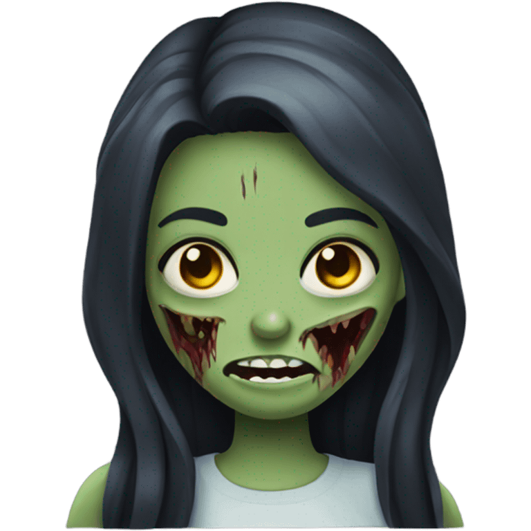 girl zombie with dark long hair with teeth emoji