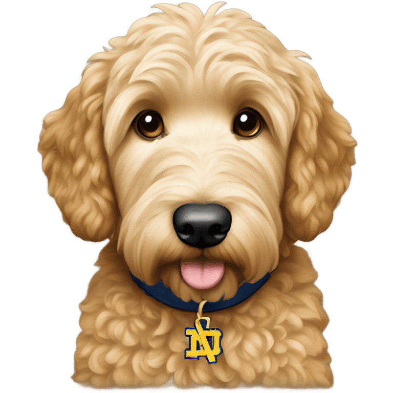 Goldendoodle with notre dame emoji