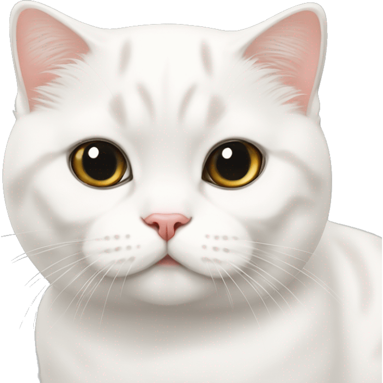 White Scottish fold cat with grapefruit emoji