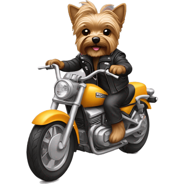 Yorkie riding a motorcycle emoji