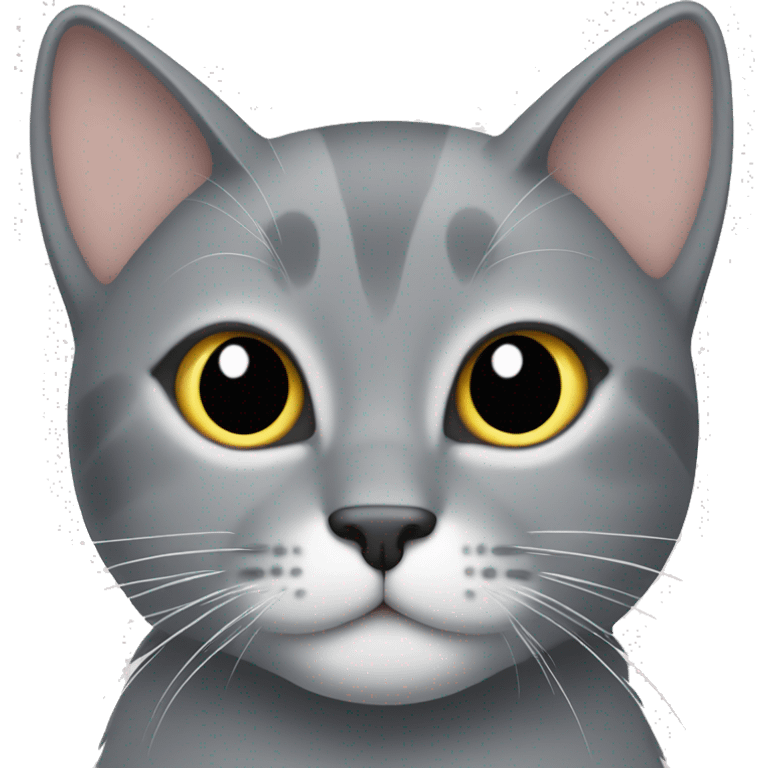 Grey cat with a white dot on its abdomen emoji