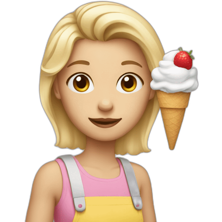 Blond girl with an ice cream emoji