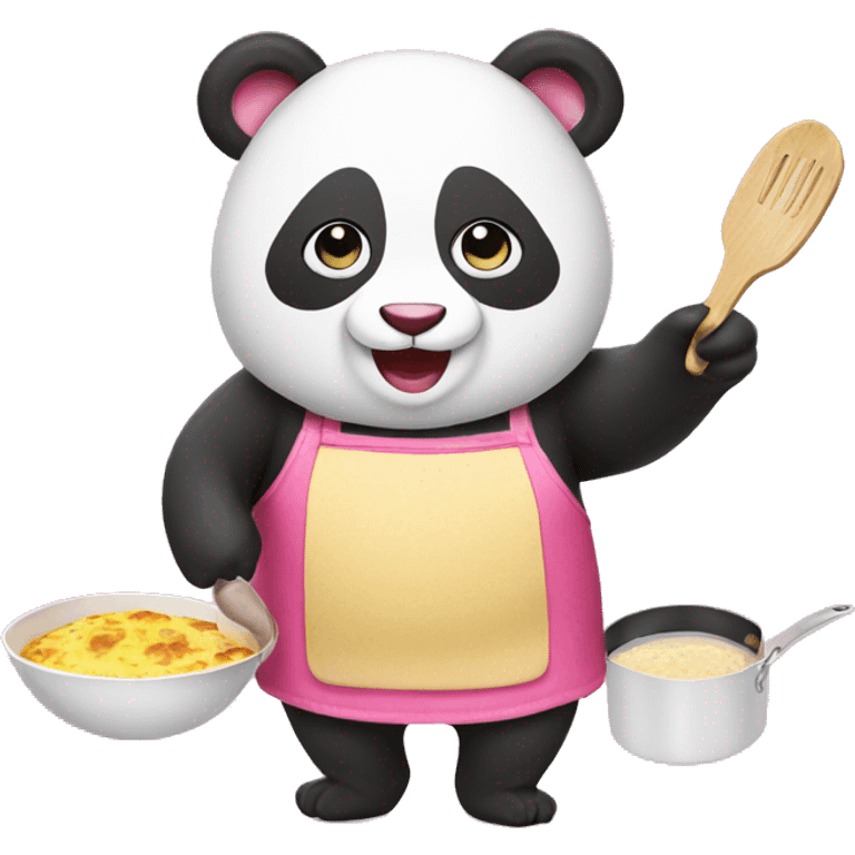 pink panda cooking an omelette emoji