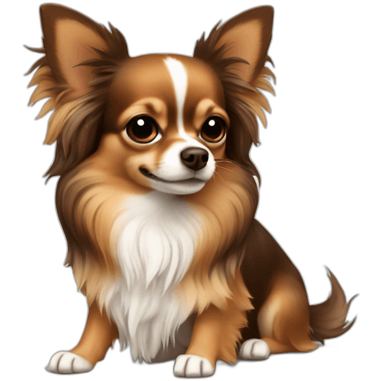 Long haired Chihuahua with 3 tones of brown emoji