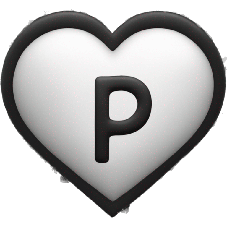 black and white heart with letter p in it emoji