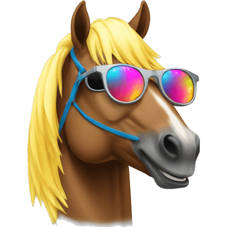 horse with sunglasses dancing with rave lights emoji