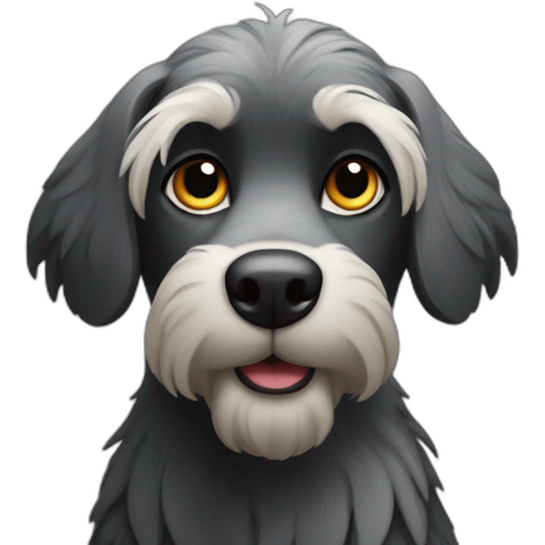 black griffon dog with really not much white hairs only under mouth and on eyebrows emoji